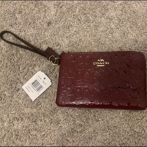 Coach Burgundy Embossed Wristlet